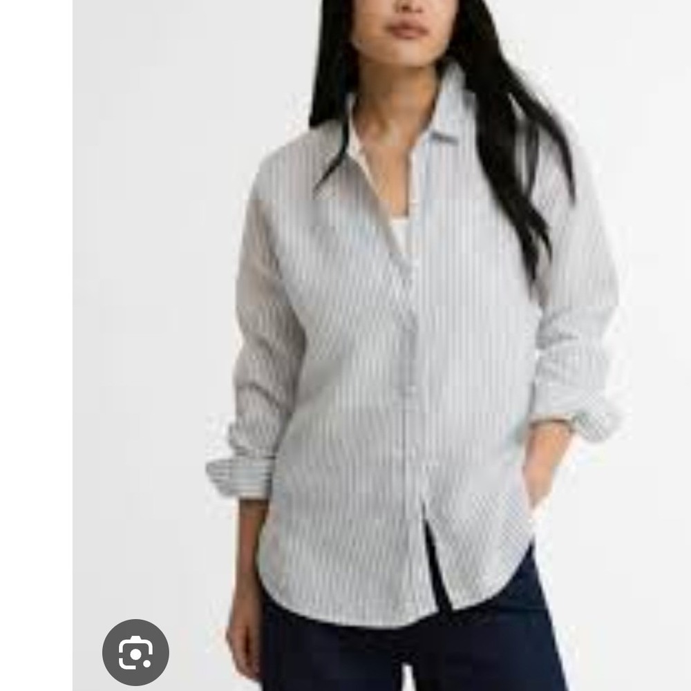 Barbour Marine Shirt Blue White Striped Linen Relaxed Fit Coastal 8